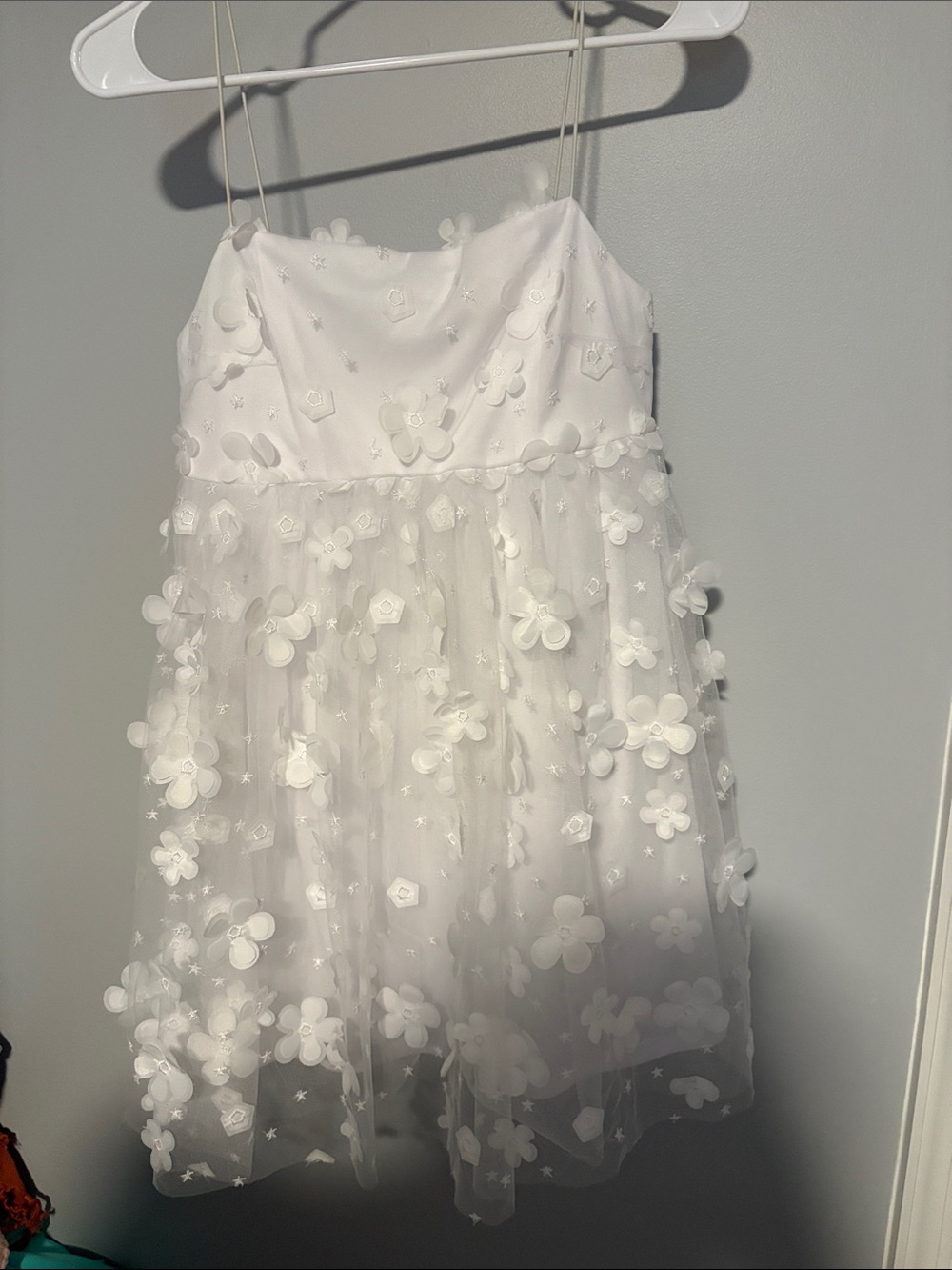Altar'd State White Floral Appliqué Mini Dress